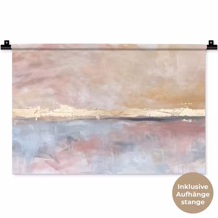 Abstract - Horizontaal - Kunst - Roze - Goud Wandkleed katoen klein -t3d_DE