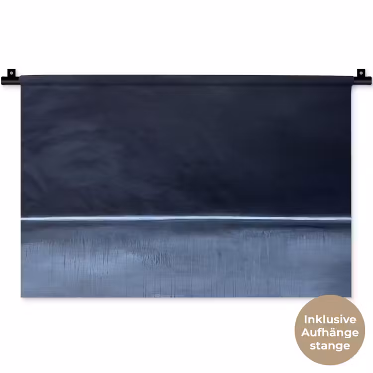 Abstract - Horizontale lijn - Minimalistisch - Donkerblauw - Kunst Wandkleed katoen klein -t3d_DE