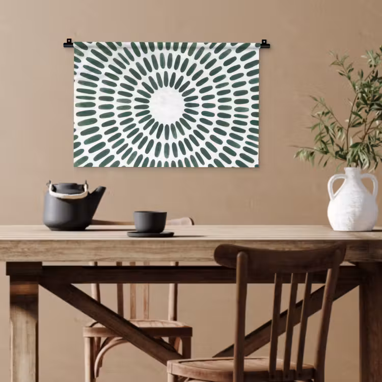 Abstract - Cirkel - Patroon - Modern - Groen Wandkleed katoen klein -sfeer6