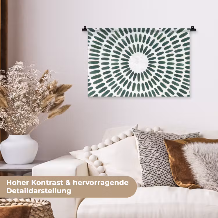 Abstract - Cirkel - Patroon - Modern - Groen Wandkleed katoen klein -tsfeer1_DE