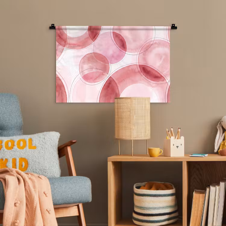 Abstract - Cirkels - Modern - Roze - Kunst Wandkleed katoen klein -wsfeer4_kind