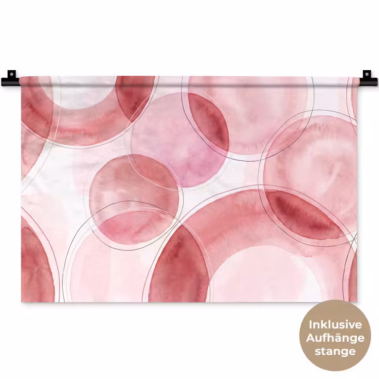 Abstract - Cirkels - Modern - Roze - Kunst Wandkleed katoen klein -t3d_DE