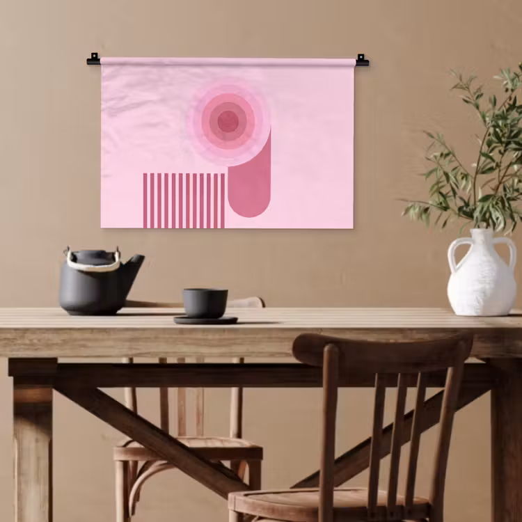 Abstract - Cirkels - Strepen - Modern - Roze Wandkleed katoen klein -sfeer6