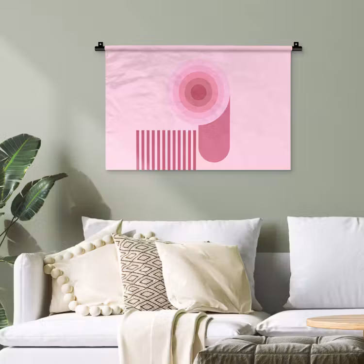 Abstract - Cirkels - Strepen - Modern - Roze Wandkleed katoen klein -sfeer7