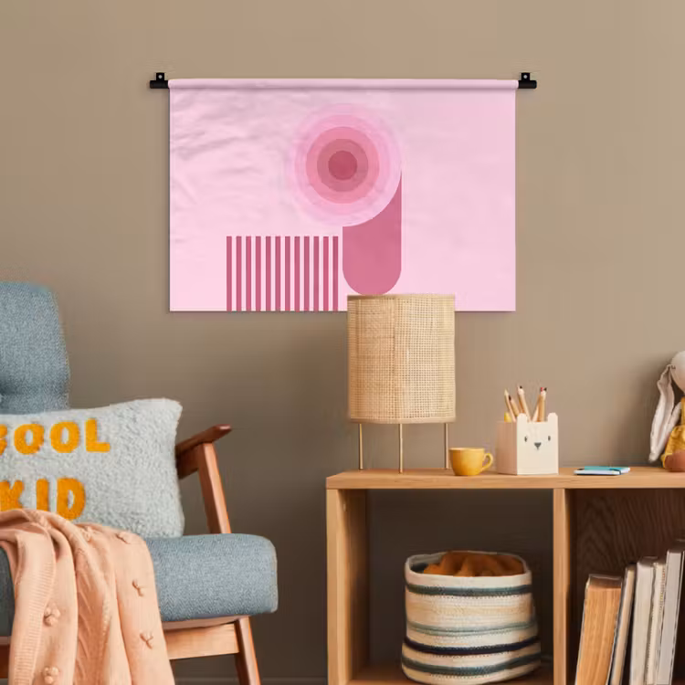 Abstract - Cirkels - Strepen - Modern - Roze Wandkleed katoen klein -wsfeer4_kind