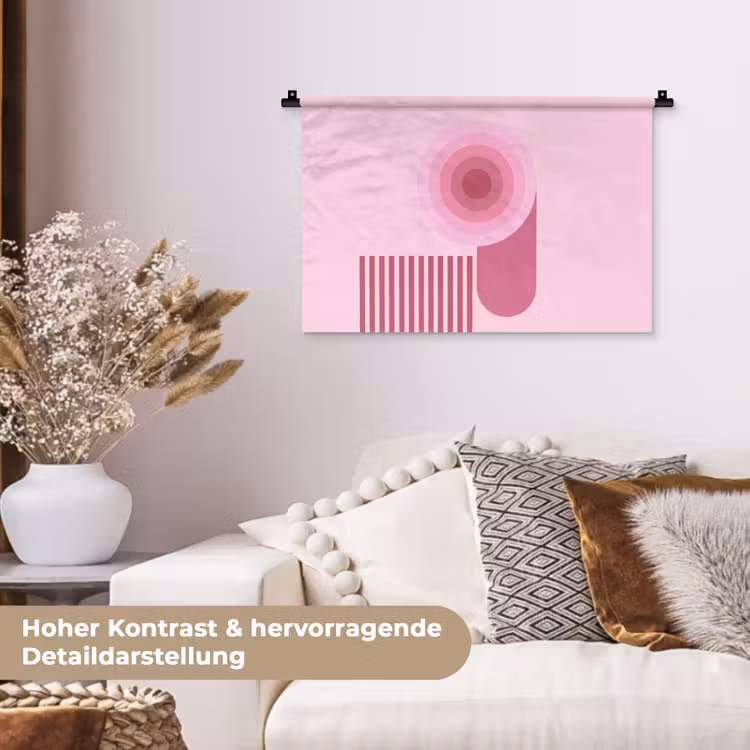 Abstract - Cirkels - Strepen - Modern - Roze Wandkleed katoen klein -tsfeer1_DE