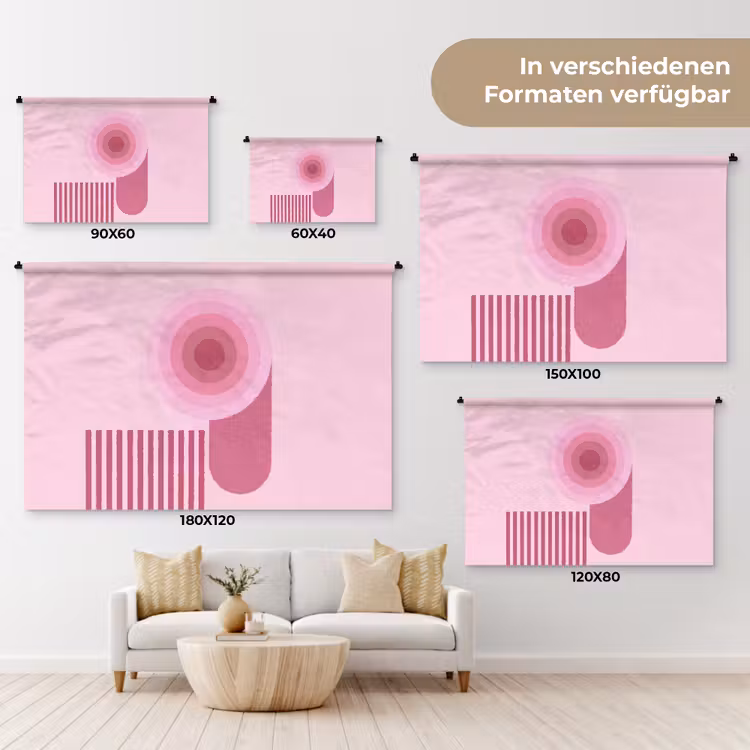 Abstract - Cirkels - Strepen - Modern - Roze Wandkleed katoen klein -tsfeer8_DE