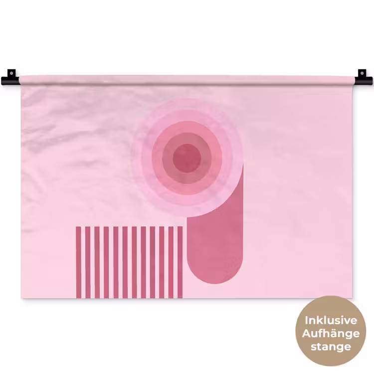 Abstract - Cirkels - Strepen - Modern - Roze Wandkleed katoen klein -t3d_DE