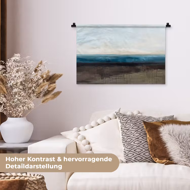 Abstract - Landschap - Horizon - Blauw - Modern Wandkleed katoen klein -tsfeer1_DE