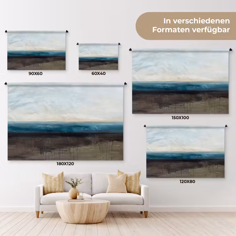 Abstract - Landschap - Horizon - Blauw - Modern Wandkleed katoen klein -tsfeer8_DE