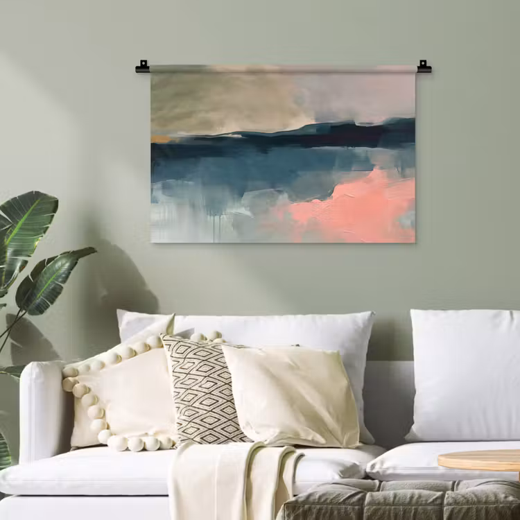 Abstract - Landschap - Kunst - Modern - Groen - Blauw Wandkleed katoen klein -sfeer7