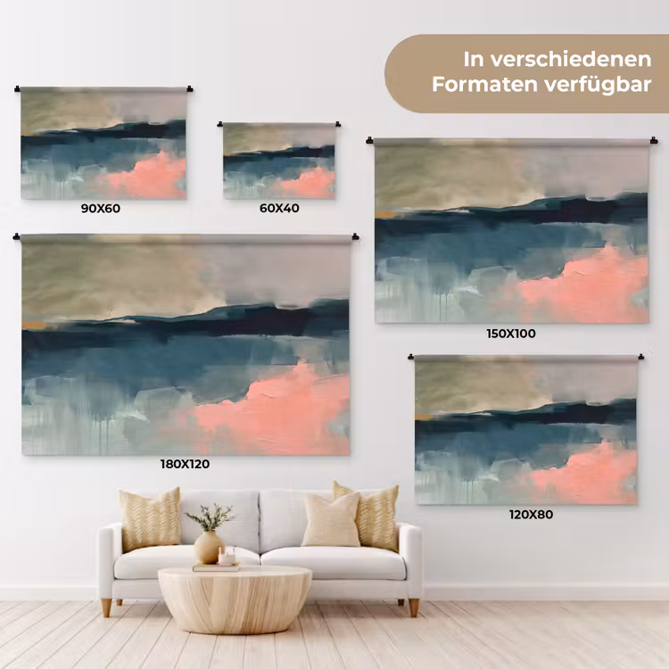 Abstract - Landschap - Kunst - Modern - Groen - Blauw Wandkleed katoen klein -tsfeer8_DE