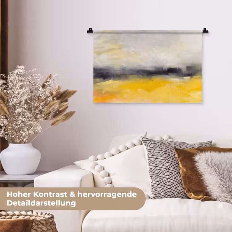Abstract - Landschap - Modern - Geel Wandkleed katoen klein -tsfeer1_DE