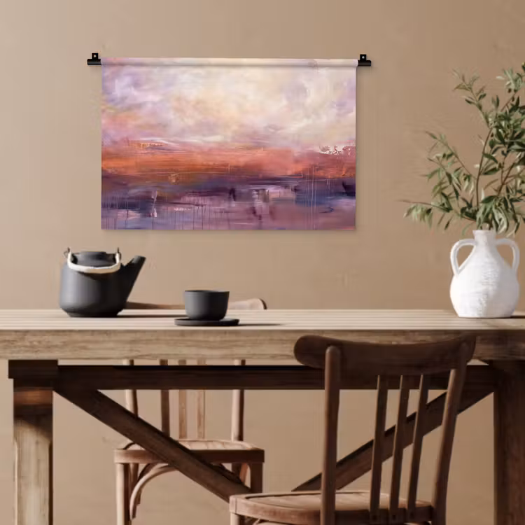 Abstract - Landschap - Modern - Paars - Oranje Wandkleed katoen klein -sfeer6