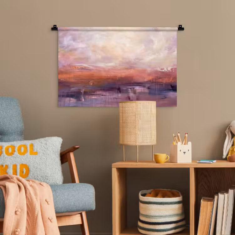 Abstract - Landschap - Modern - Paars - Oranje Wandkleed katoen klein -wsfeer4_kind