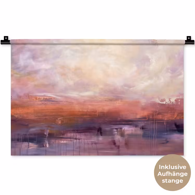 Abstract - Landschap - Modern - Paars - Oranje Wandkleed katoen klein -t3d_DE