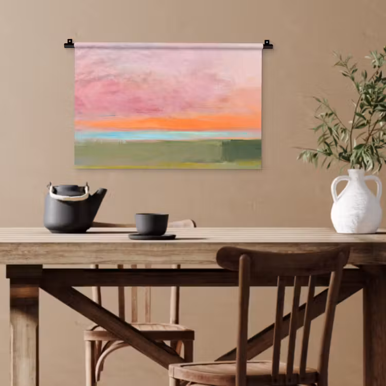Abstract - Landschap - Modern - Roze - Oranje Wandkleed katoen klein -sfeer6