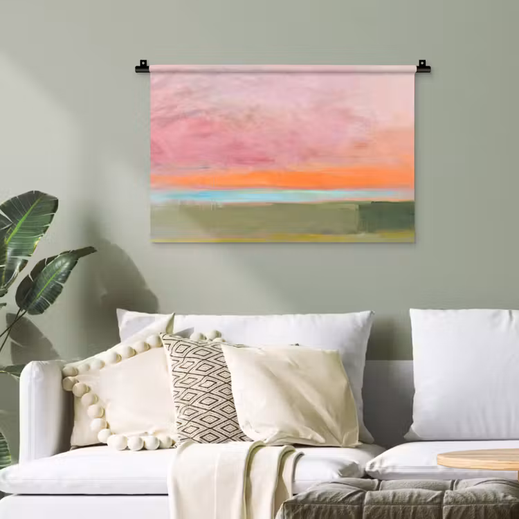 Abstract - Landschap - Modern - Roze - Oranje Wandkleed katoen klein -sfeer7