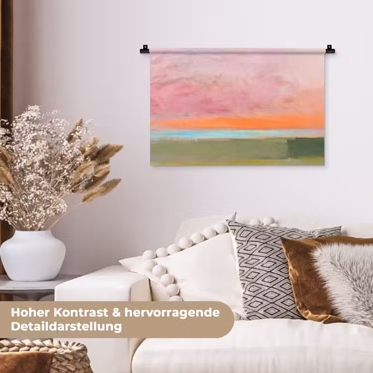 Abstract - Landschap - Modern - Roze - Oranje Wandkleed katoen klein -tsfeer1_DE