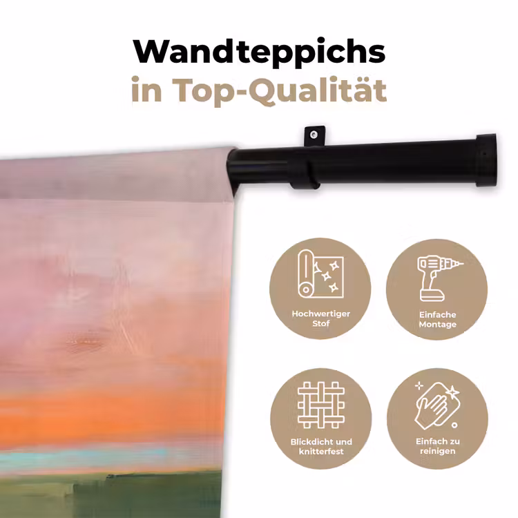Abstract - Landschap - Modern - Roze - Oranje Wandkleed katoen klein -tsfeer2_DE