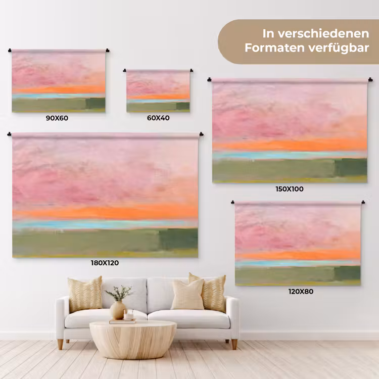 Abstract - Landschap - Modern - Roze - Oranje Wandkleed katoen klein -tsfeer8_DE