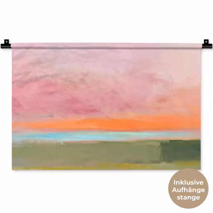Abstract - Landschap - Modern - Roze - Oranje Wandkleed katoen klein -t3d_DE