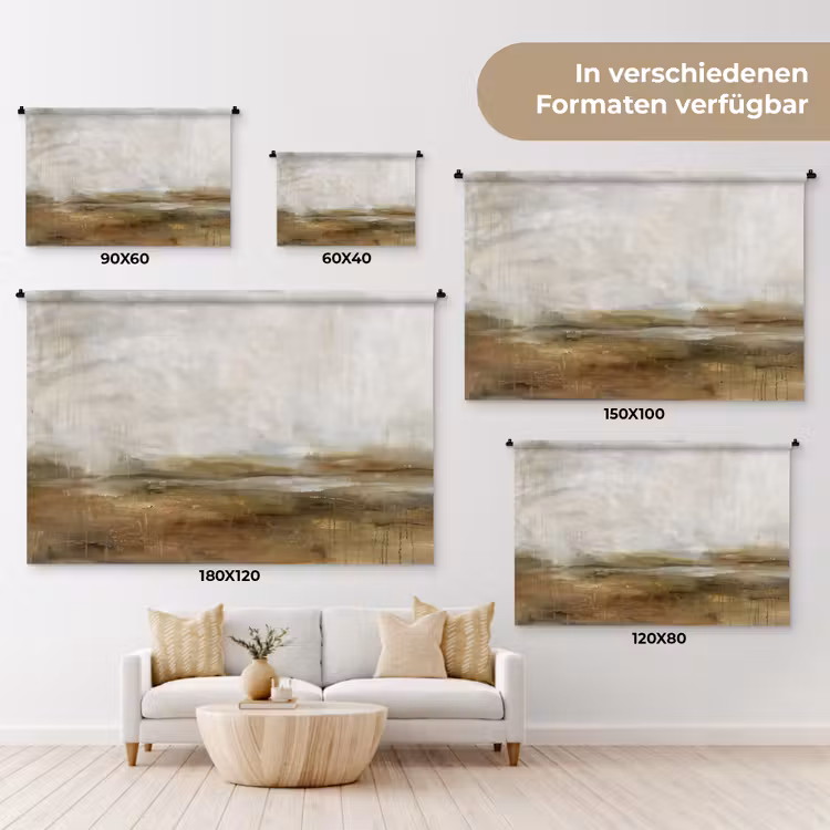 Abstract - Landschap - Natuur - Beige - Bruin Wandkleed katoen klein -tsfeer8_DE