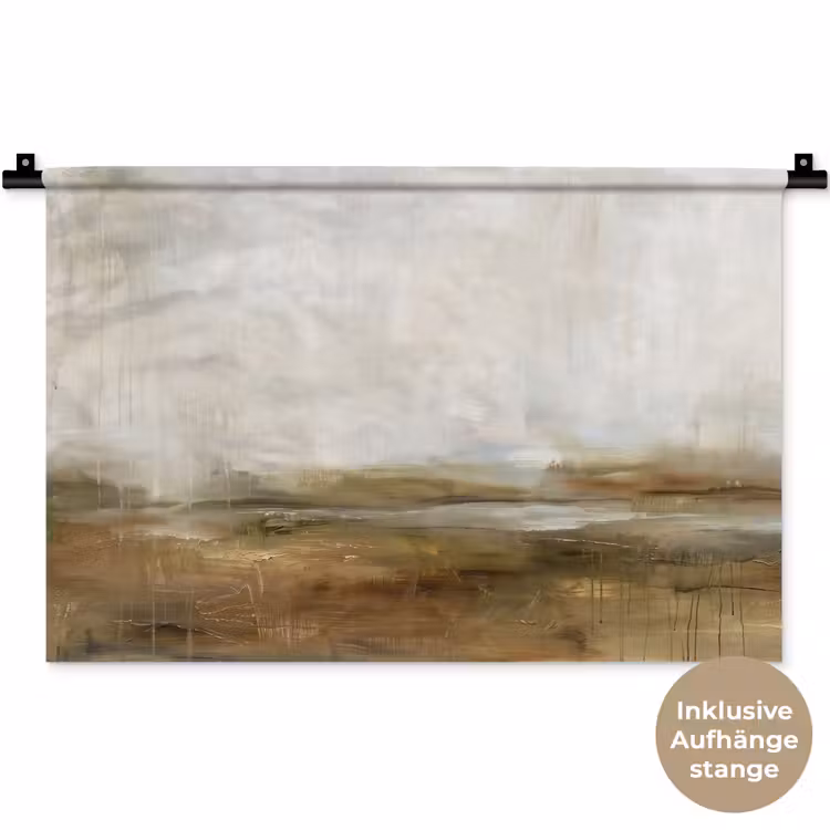 Abstract - Landschap - Natuur - Beige - Bruin Wandkleed katoen klein -t3d_DE