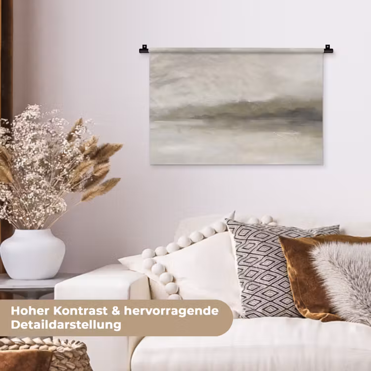 Abstract - Landschap - Nevel - Modern - Grijs Wandkleed katoen klein -tsfeer1_DE