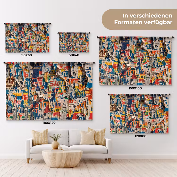 Abstract - Gelaagd papier - Urban - Modern - Kleurrijk Wandkleed katoen klein -tsfeer8_DE