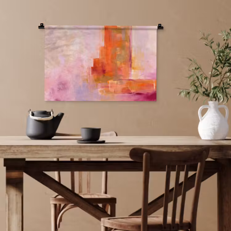 Abstract - Borstelstreken - Kunst - Paars - Goud Wandkleed katoen klein -sfeer6