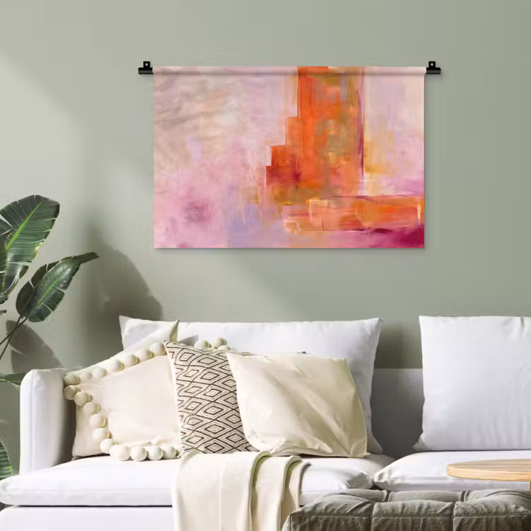 Abstract - Borstelstreken - Kunst - Paars - Goud Wandkleed katoen klein -sfeer7