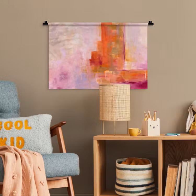 Abstract - Borstelstreken - Kunst - Paars - Goud Wandkleed katoen klein -wsfeer4_kind