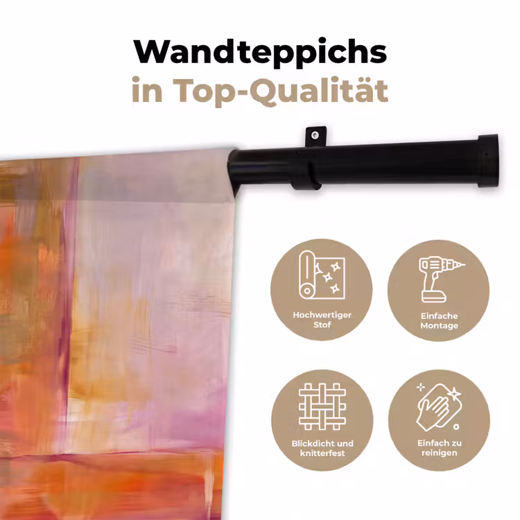 Abstract - Borstelstreken - Kunst - Paars - Goud Wandkleed katoen klein -tsfeer2_DE
