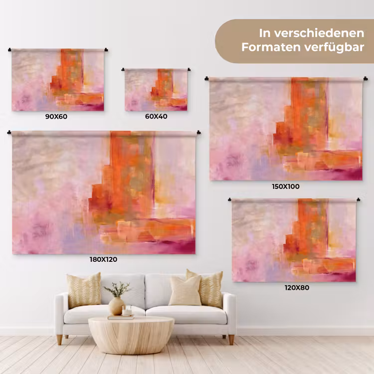 Abstract - Borstelstreken - Kunst - Paars - Goud Wandkleed katoen klein -tsfeer8_DE
