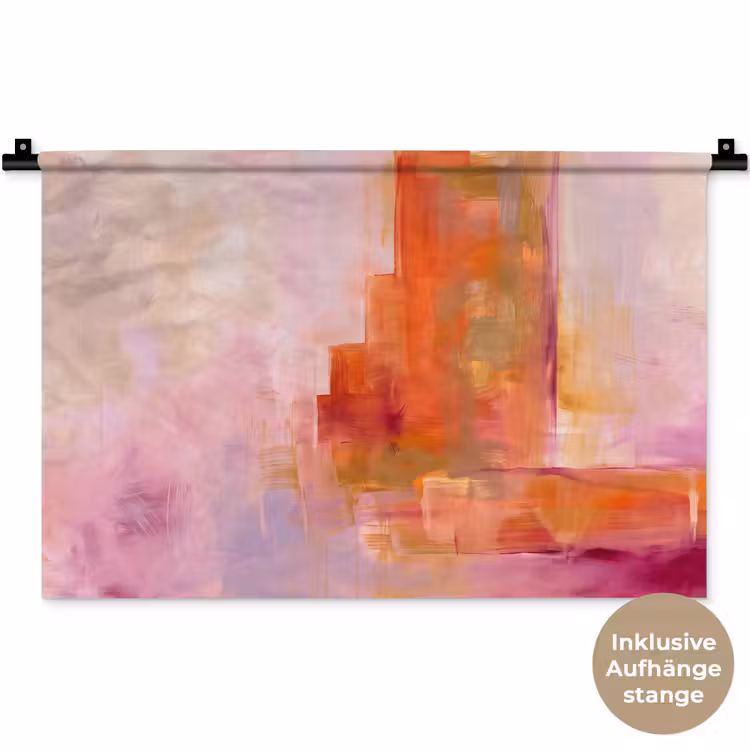 Abstract - Borstelstreken - Kunst - Paars - Goud Wandkleed katoen klein -t3d_DE