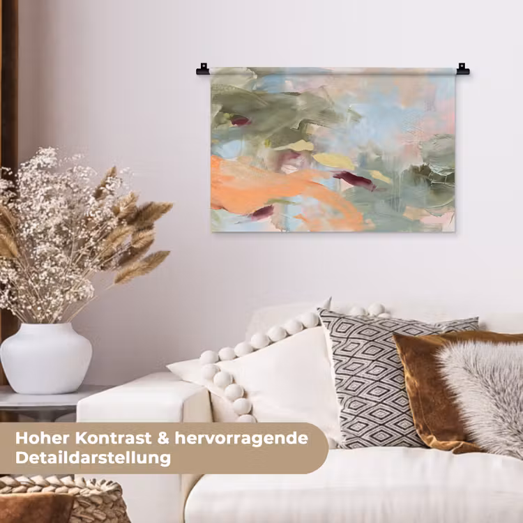 Abstract - Borstelstreken - Kunst - Modern - Pastel Wandkleed katoen klein -tsfeer1_DE