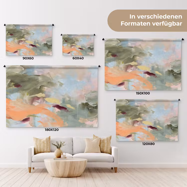 Abstract - Borstelstreken - Kunst - Modern - Pastel Wandkleed katoen klein -tsfeer8_DE