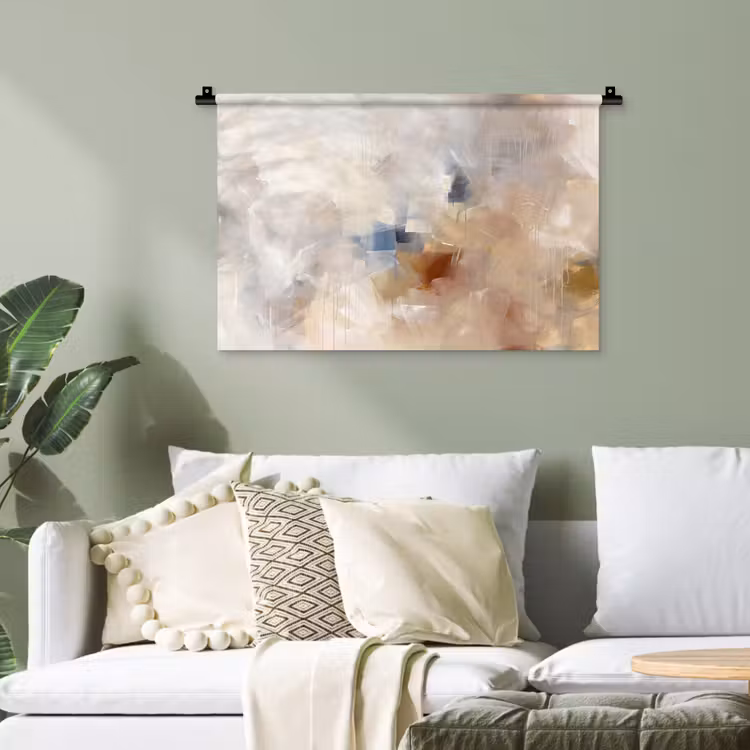 Abstract - Borstelstreken - Modern - Beige - Kunst Wandkleed katoen klein -sfeer7