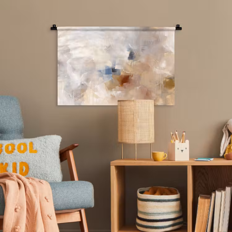 Abstract - Borstelstreken - Modern - Beige - Kunst Wandkleed katoen klein -wsfeer4_kind