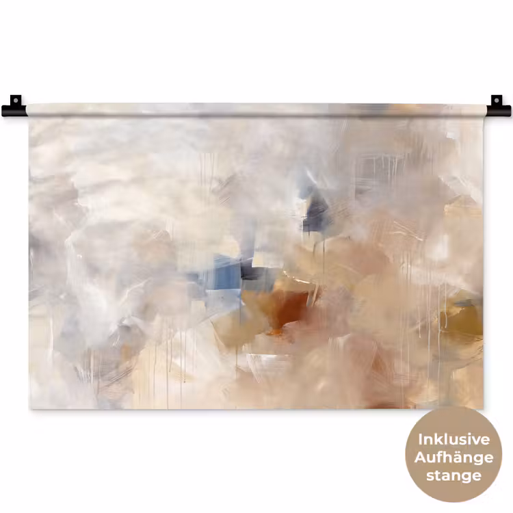 Abstract - Borstelstreken - Modern - Beige - Kunst Wandkleed katoen klein -t3d_DE