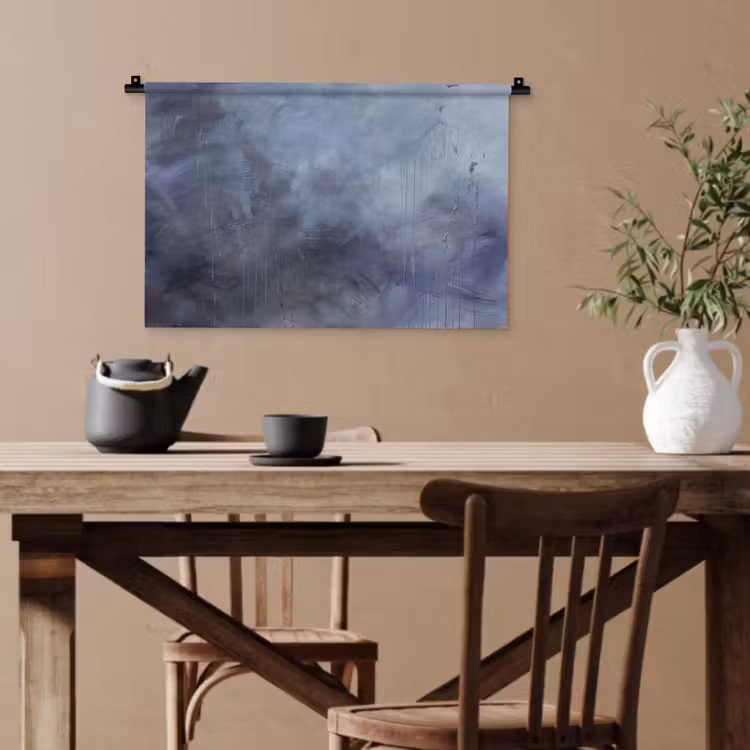 Abstract - Kwaststreken - Modern - Kunst - Grijs Wandkleed katoen klein -sfeer6