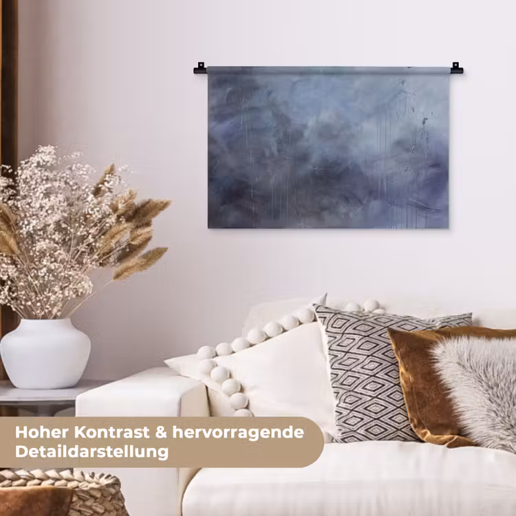 Abstract - Kwaststreken - Modern - Kunst - Grijs Wandkleed katoen klein -tsfeer1_DE