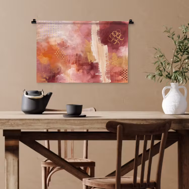 Abstract - Rood - Goud - Modern - Kunst Wandkleed katoen klein -sfeer6