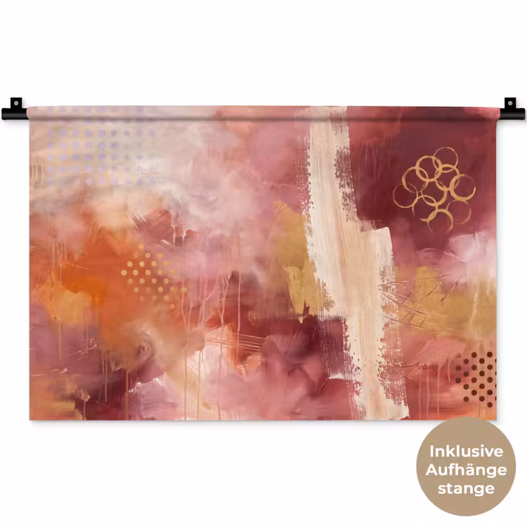 Abstract - Rood - Goud - Modern - Kunst Wandkleed katoen klein -t3d_DE