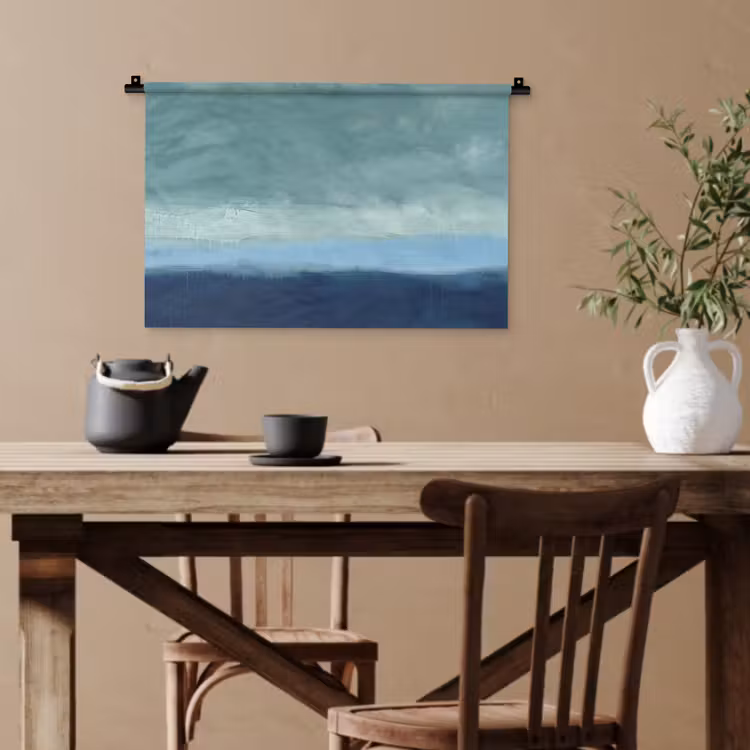 Abstract - Lagen - Rust - Modern - Blauw Wandkleed katoen klein -sfeer6