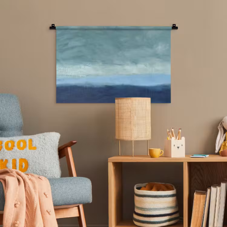 Abstract - Lagen - Rust - Modern - Blauw Wandkleed katoen klein -wsfeer4_kind