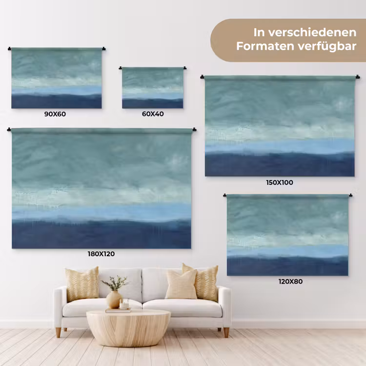 Abstract - Lagen - Rust - Modern - Blauw Wandkleed katoen klein -tsfeer8_DE