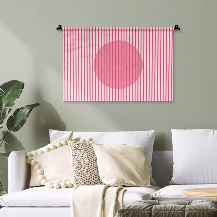 Abstract - Strepen - Ovaal - Roze - Modern Wandkleed katoen klein -sfeer7