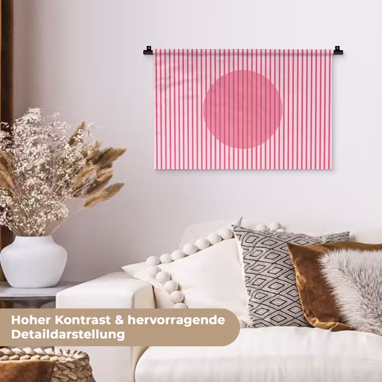 Abstract - Strepen - Ovaal - Roze - Modern Wandkleed katoen klein -tsfeer1_DE
